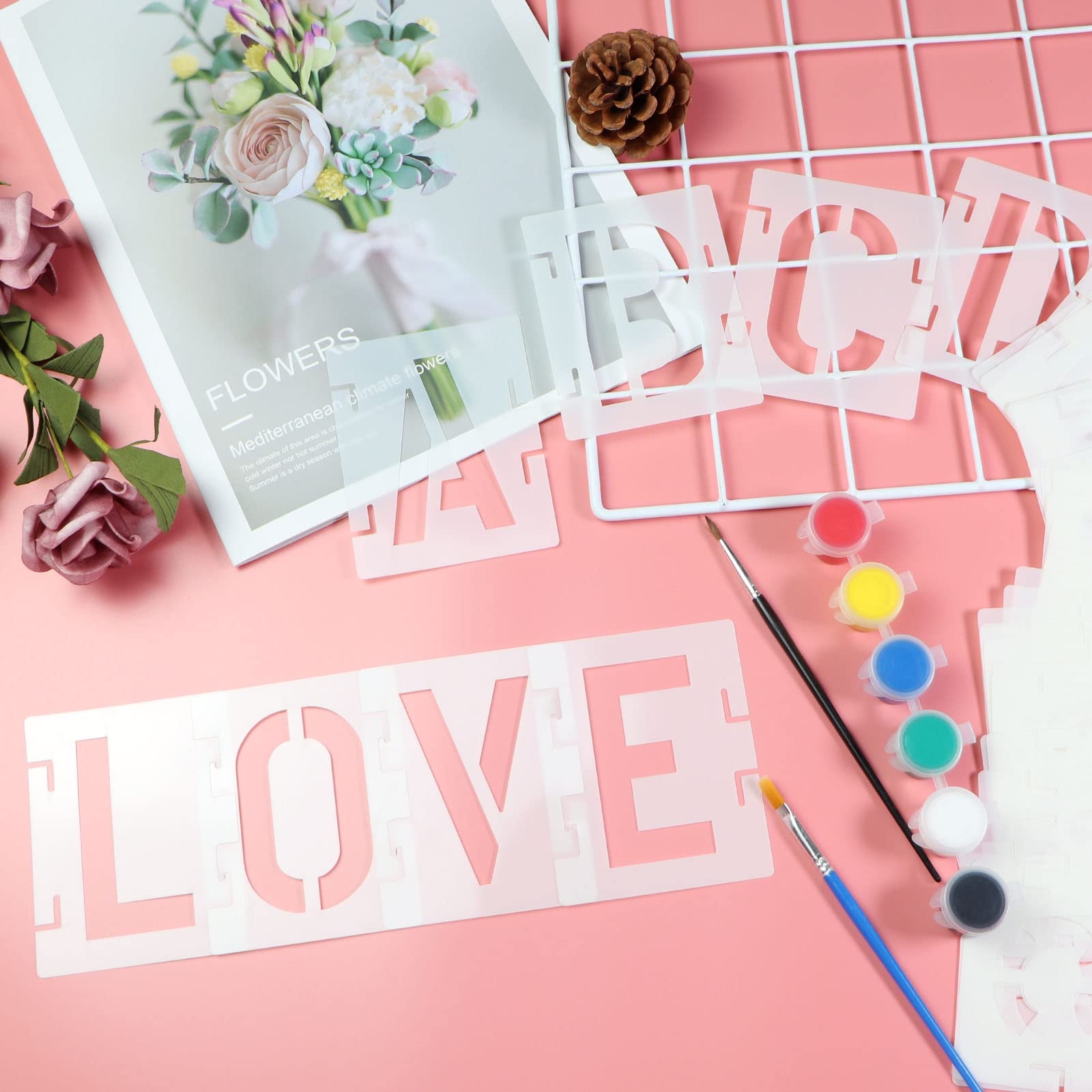 YEAJON 18 Inch Letter Stencils Symbol Numbers Craft Stencils 42 Pcs Reusable ...