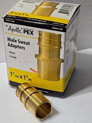 Apollo 1'' pex x 1'' ms Brass Male Sweat Adapters for PEX-A Pipe - Box of 5