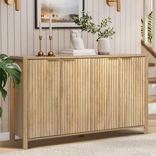 4-Door Modern Wave Fluted Buffet Storage Cabinet with Adjustable Shelf
