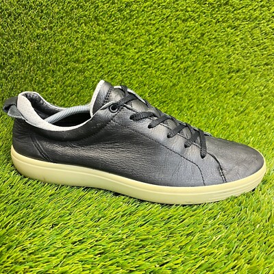Ecco Soft 7 Craze Mens Size 12-12.5 Black Casual Classic Leather Shoes Sneakers