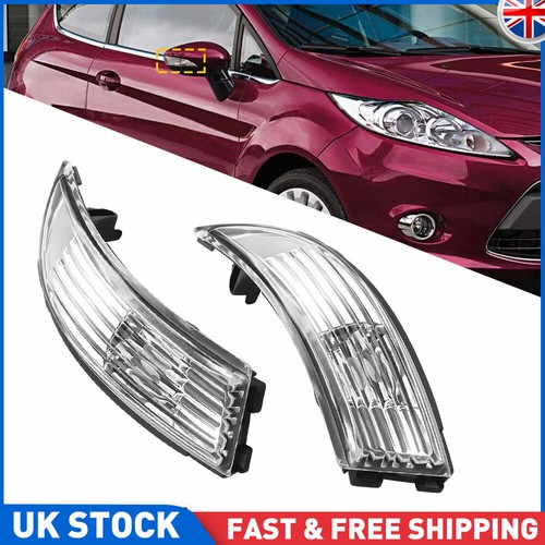 Left+Right Side Wing Mirror Indicator Light Lens Cover For Ford Fiesta