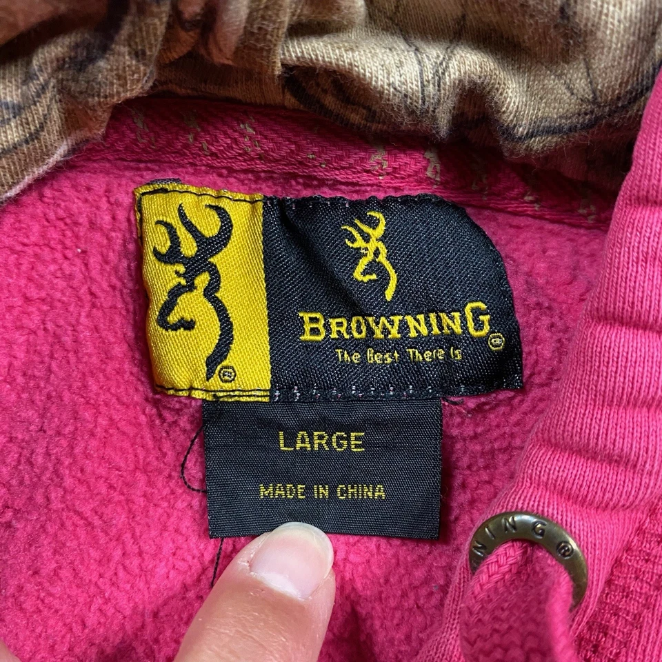 Sudadera con capucha vintage y2k marrón camuflaje Buck Mark rosa intenso L para mujer’s Foto 3 de 4