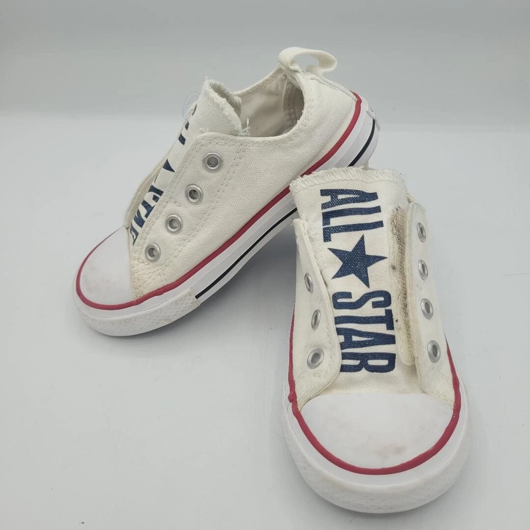 Converse All Star Low Oxford bianche senza pizzo gancio e passante bambini taglia 9
