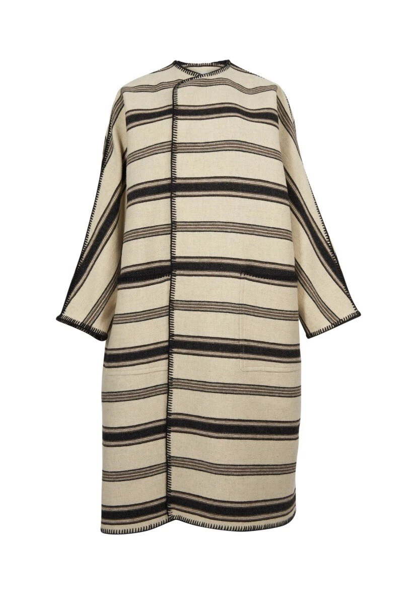 CELINE 21 SS Striped Wool Blanket Coat Size unknown