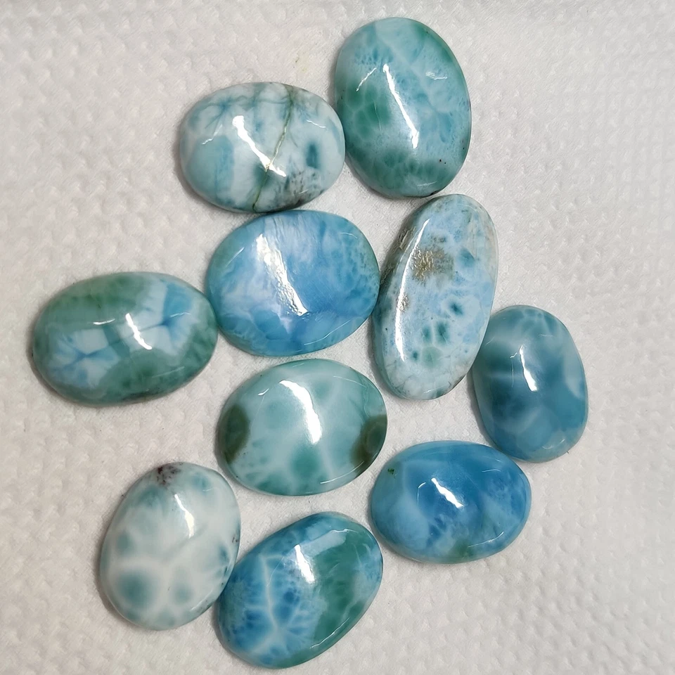 Piedra preciosa Larimar azul natural cabujón forma ovalada piedra preciosa de pectolita 120 quilates Foto 4 de 4