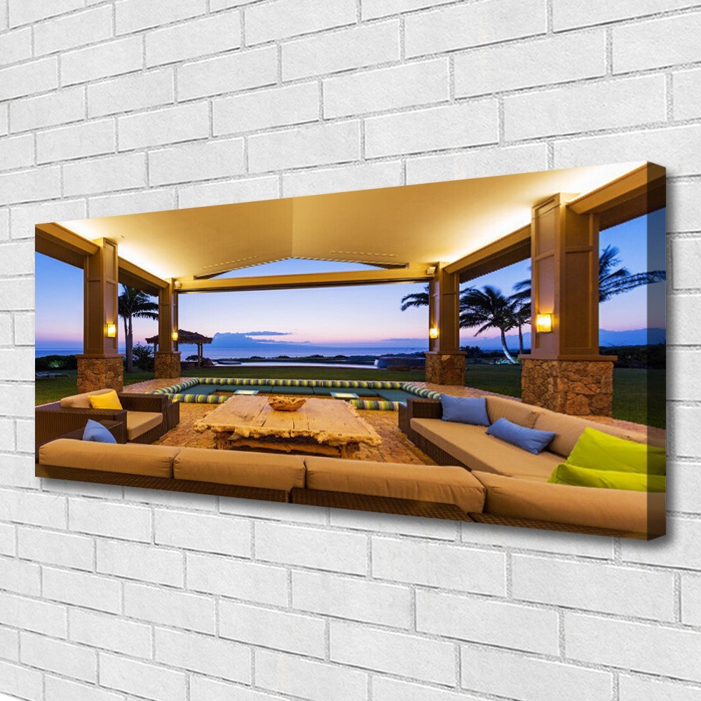 Architecture intérieur tableau sur toile premium 125x50 cm en lin