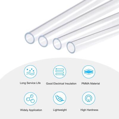 Tube Acrylique Rigide 4 Pièces – 12mm Intérieur, 16mm Extérieur, 1000mm De Long, Par Uxcell