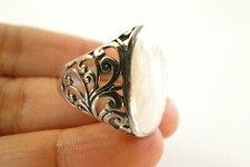 Mother of Pearl Ornate Edge 925 Sterling Silver Ring 6 7 8 9