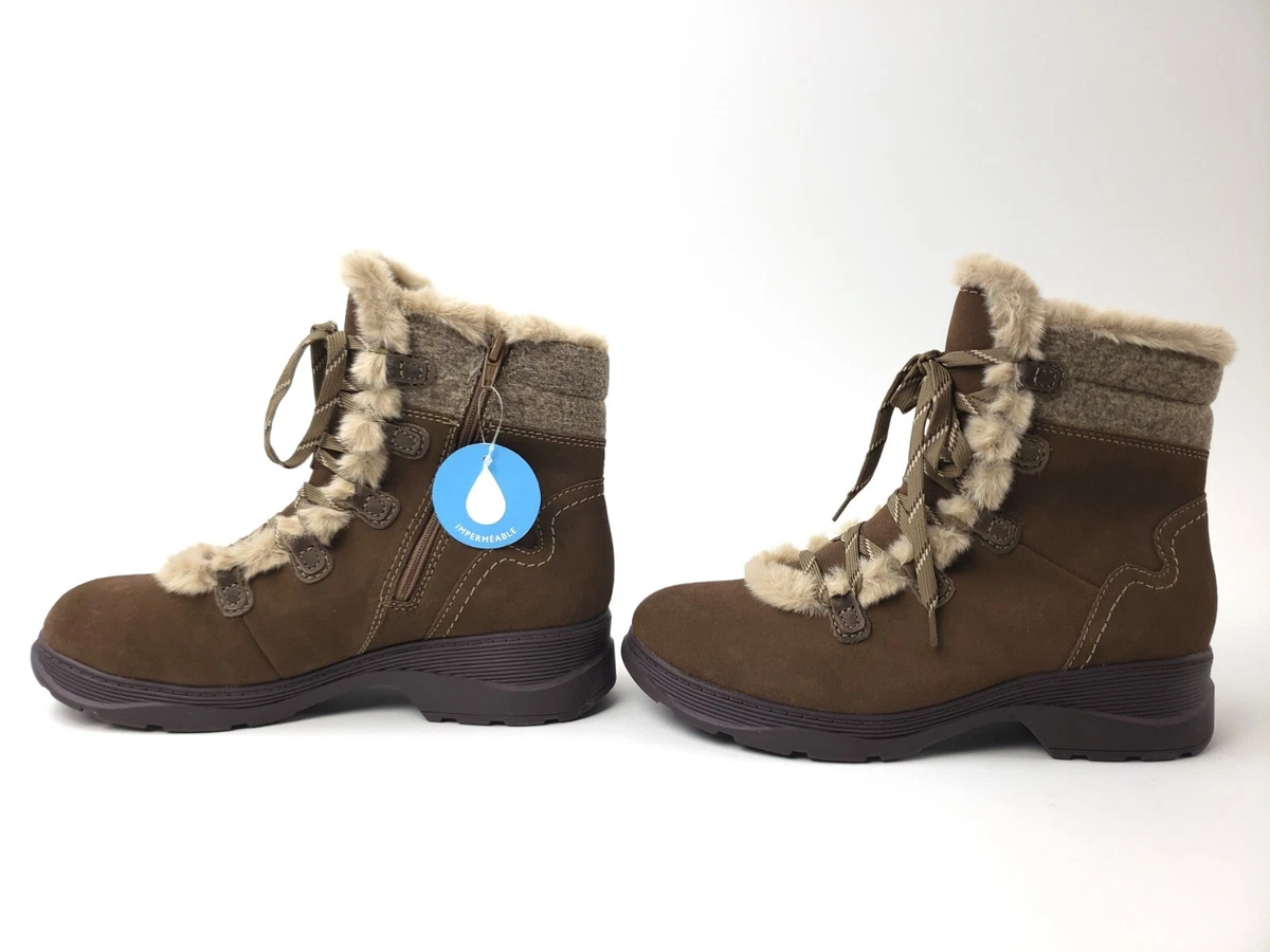 Clarks Womens Aveleigh Zip Taupe Brown Winter Snow Boots 9.5 Medium B M