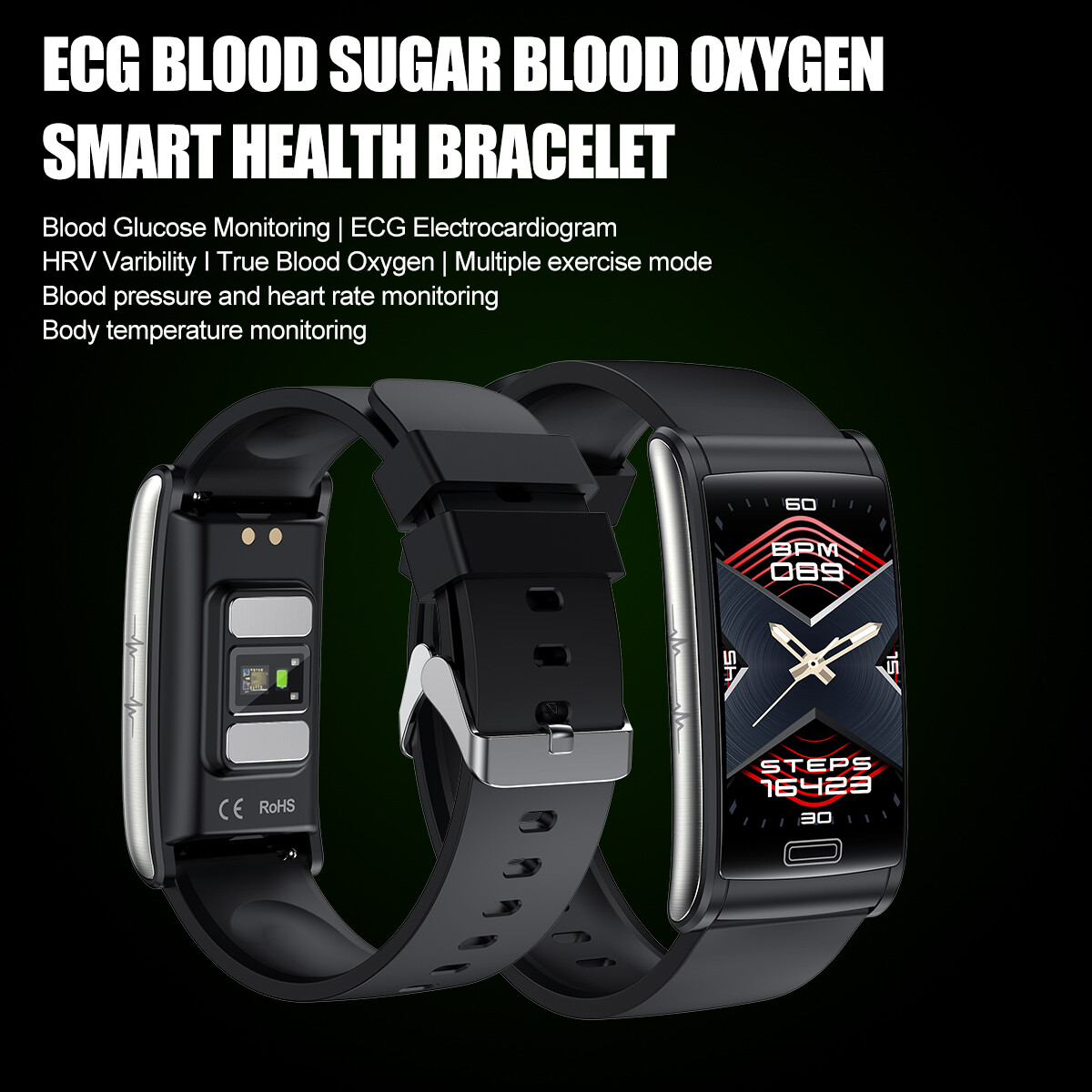 Blood Sugar Android Watch Heart Rate Monitor Blood Glucose Monitor