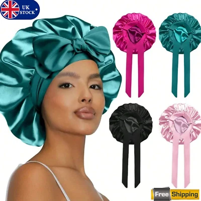 Women's Satin Sleep Bonnet Long Hair Care Head Wrap Silk Feel Turban Cap