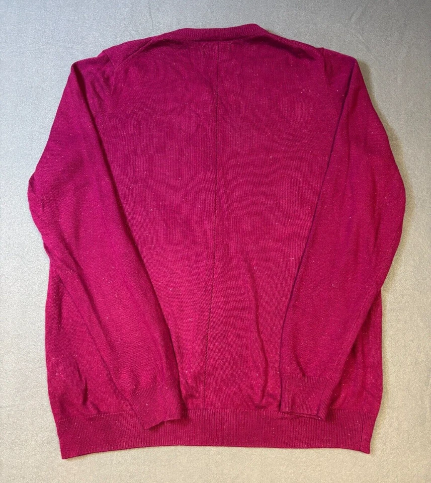 Nicole Miller 女式金属纱五彩纸屑开衫毛衣粉色浆果大号 — 第 2/4 张图片