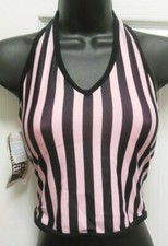 HALTER top candy pink stripe shelf lined coolmax spandex child/Ladies sizes