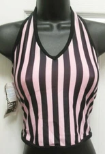  HALTER top candy pink stripe shelf lined coolmax spandex child/Ladies sizes 