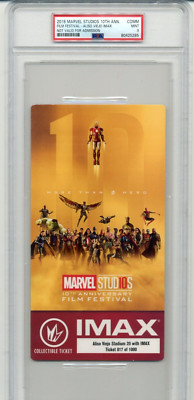 2018 Marvel Studios 10th Anniversary Film Festival Comm Ticket /1000 PSA 9 Pop 1