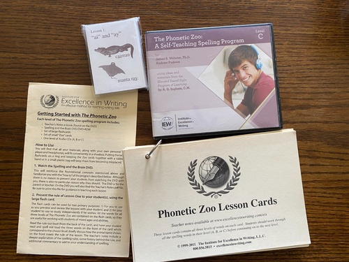 IEW Phonetic Zoo Self Teaching Spelling Program Level C, Lesson & Flash Cards