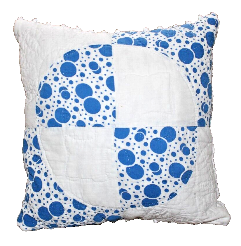 Throw Pillow Made With Vintage Patchwork  Feedsack Cutter Quilt and Chenille-image