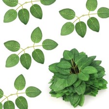 50 Pcs Artificial Green Leaves Rose Fake Leaves for DIY Crafts Wedding Birthday