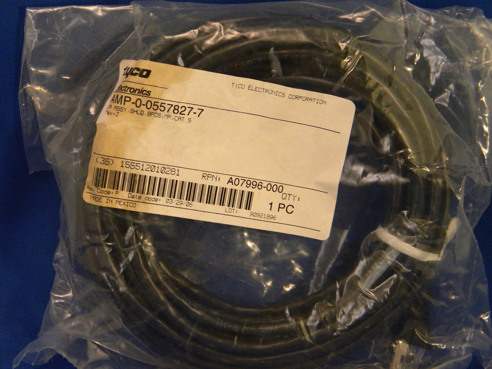 Tyco AMP005578277 CA ASSY, SHLD, 8POS, MP, CAT, 5 Cable eBay