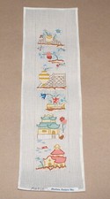 Shariane "Oriental Designs" Flowers / Pagodas Handpainted Needlepoint Canvas