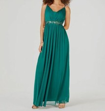 $99 Teeze Me Junior Women's Green Sleeveless Beaded V-Neck Gown Dress Size 3/4