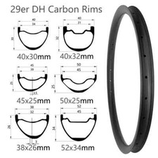 29er Tubeless Downhill Mountain Bike Carbon Fiber Rims 40mm 45mm 50mm 52mm Wide