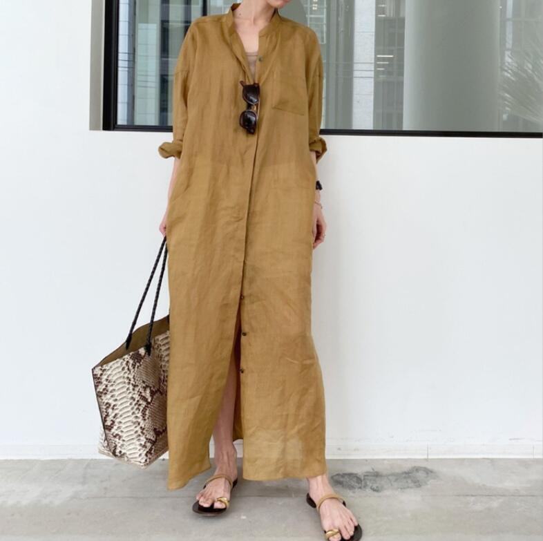 Womens New Fashion Spring Stand Collar Long Sleeve Loose Pure 
