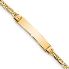 Real 10kt Yellow Gold Anchor Link ID Chain Bracelet; 6 inch; Lobster Clasp