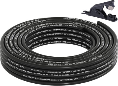 35FT 3/8 DOT Air Line SAE J844 PA12 Nylon Air Hose with Cutter 3/8  OD Pneumatic