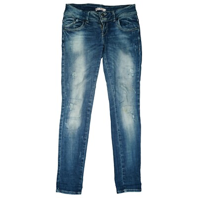LTB Women's Jeans Trousers Skinny Low Stretch Destroyed Size 124 8/12ft W29 L32