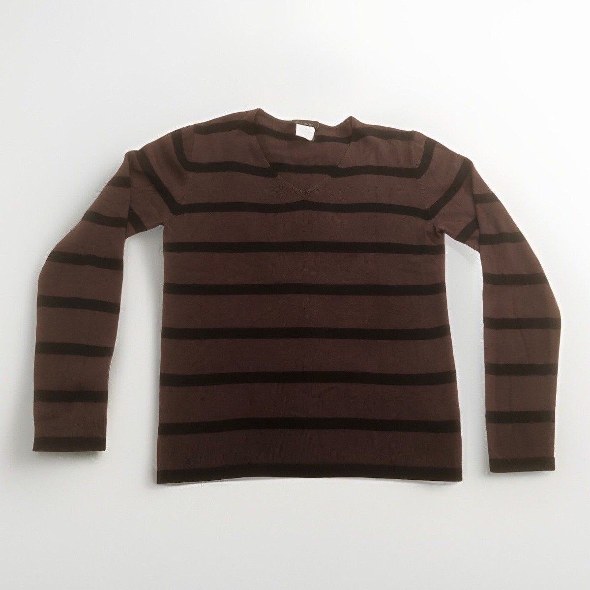 Agnes B HOMME Paris Men's Striped Brown Black Sweater size Silk