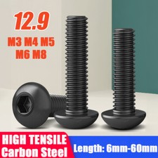 M3 M4 M5 M6 M8 Button Head Screws Black Hex Allen Socket Bolts High Tensile 12.9