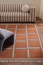 Rost Skandinavisch Schwedisch Teppich Kelim Fliese Handarbeit Flachgewebe Boh...