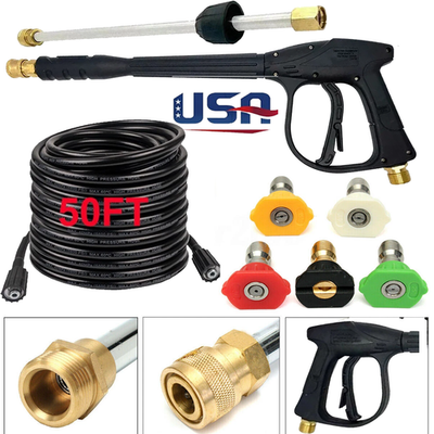 #ad 4000PSI High Pressure Washer Spray Gun Car Power Wand Lance Nozzle Hose Kits $23.99