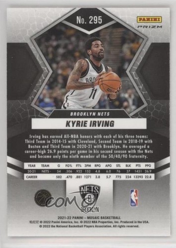 2021-22 Panini Mosaic All-NBA Red Mosaic Prizm Kyrie Irving #295 12rk - Picture 2 of 3