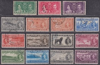 Newfoundland 1937 KGVI Coronation Additional Issue Sets Used SG254 267 cat £60