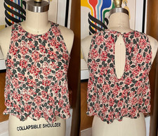 The GREAT Top Sz 1 S floral sleeveless Boho crop flutter