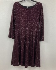 NWT Karen Kane Scoop Neck Maroon Sequin Dress Size XL