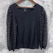 A Love Story Womens Dark Floral Puff Sleeve Whimsigoth Top L Witchy Romantic