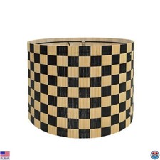 Chic Modern Translucent Bamboo Lamp Shade   Colorful Geometric Design 11.8x9