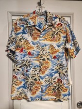 Vintage 50's Rayon Aloha Shirt Japan Hand Screened S