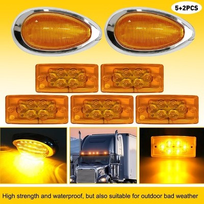 7x15 LED Oval Amber For Freightliner Peterbilt Truck Sleeper Side Marker Lights
