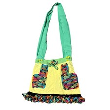 Handmade Upcycled Repurposed Crossbody Bag, Colorful, Crochet, Boho Hippie Purse