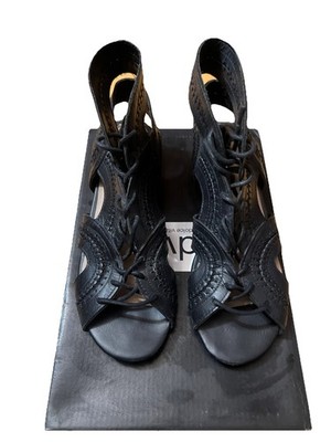 DV Dolce Vitta Wylla Gladiator Low Wedge Caged Sandals Black