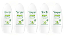 5x Simple Soothing Anti-Perspirant Roll On Deodorant 50ml   Sensitive Skin