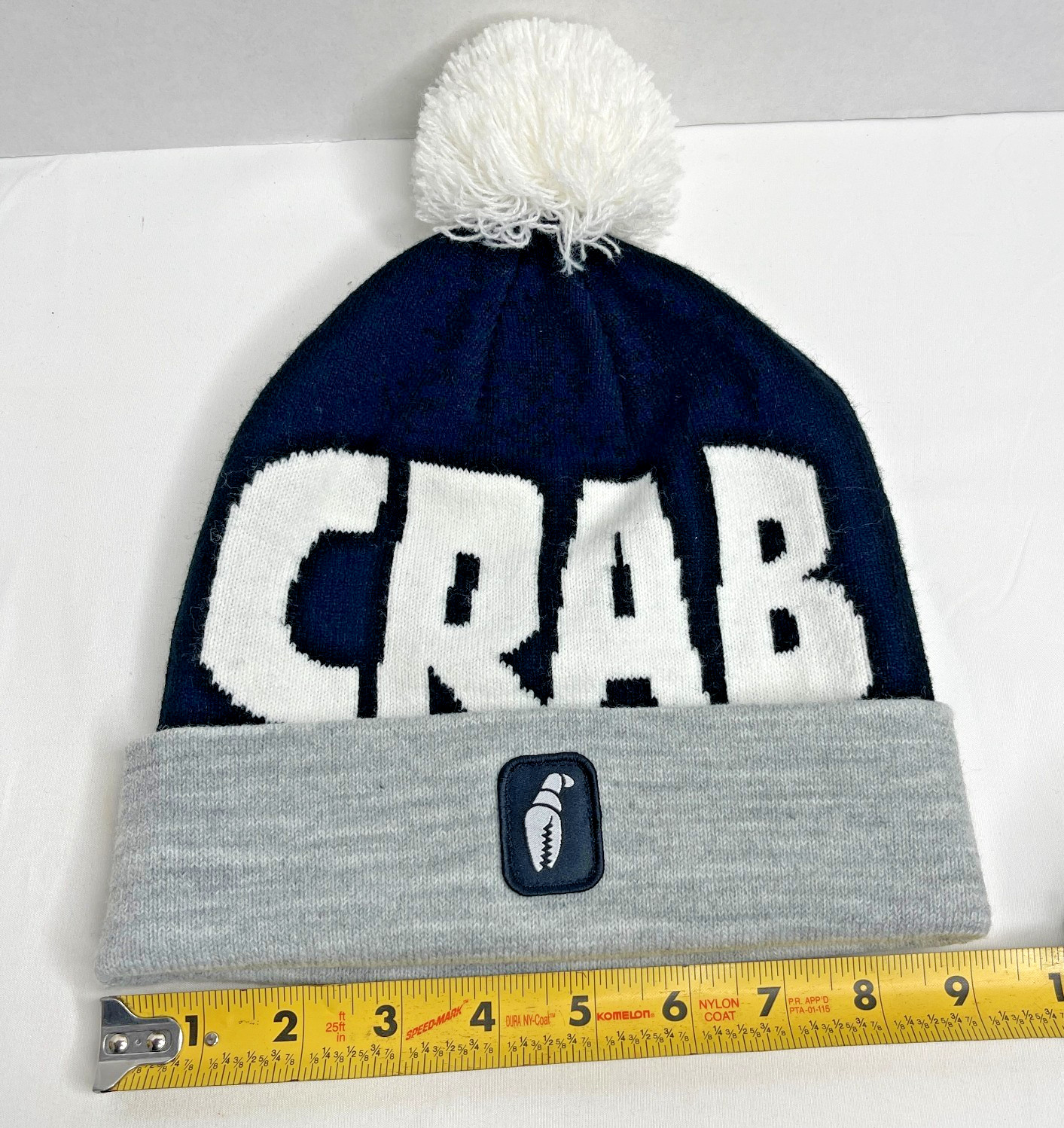 Crab Grab Knit Pom Beanie Hat Black Gray White Snowboard Winter Cap Acrylic