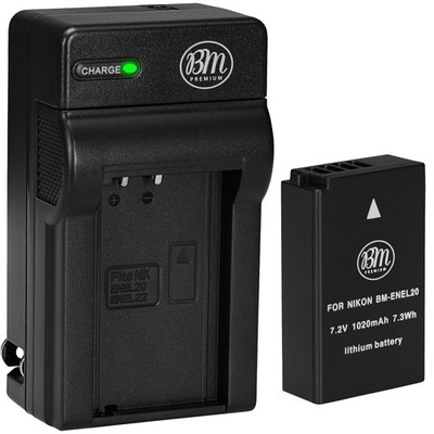 BM EN-EL20A Battery & Charger for Nikon DL24-500, 1 J1, 1 J2, 1 J3, 1 S1, 1 V3