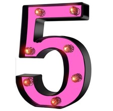 Marquee Letters 5 , Led Letter Lights, Alphabet Battery Powered Pink