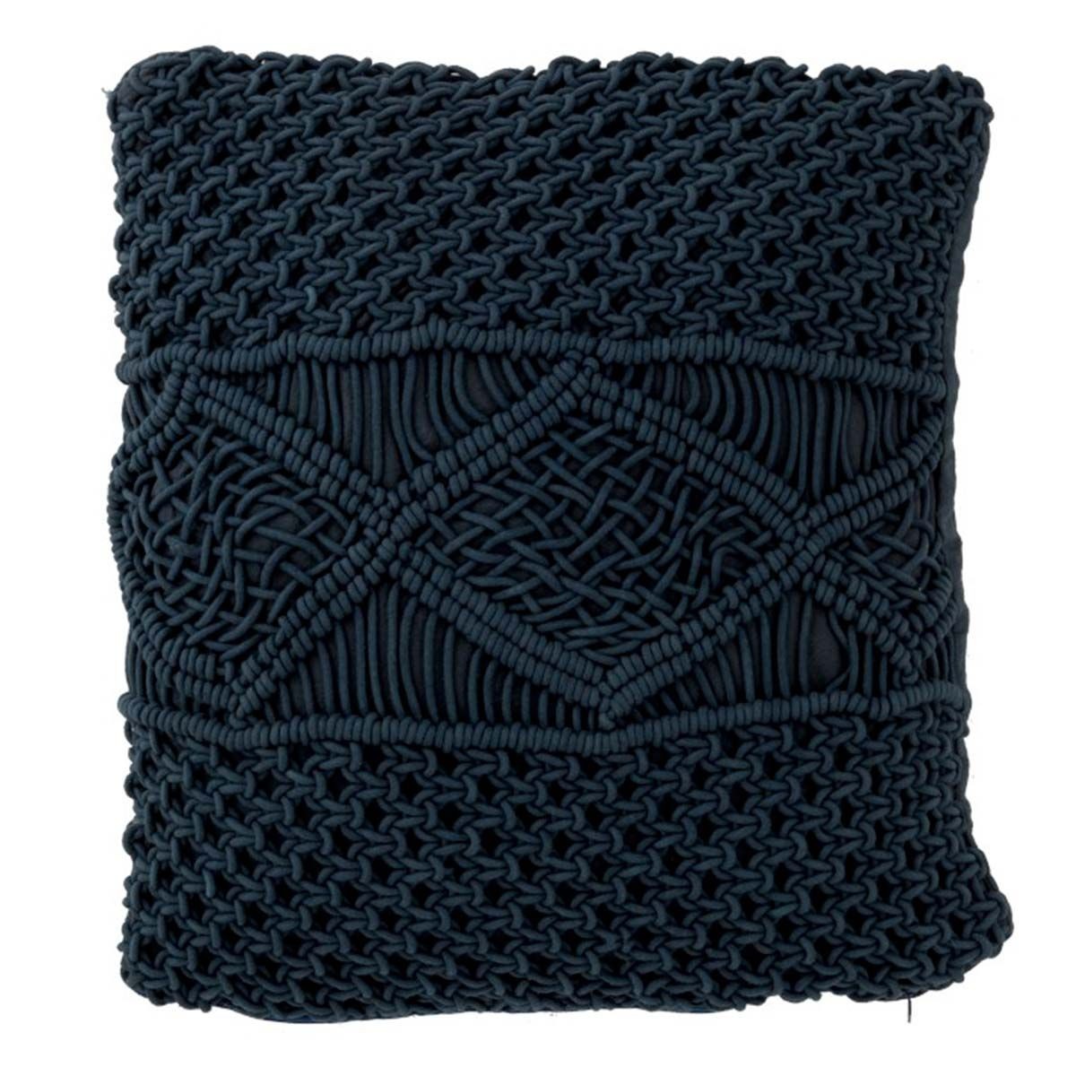 Coussin Macramé Bleu 45x45 cm | Housse de Salon Coton Bohem