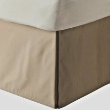 3 Side Tailored Pleated Bed Skirt Solid Taupe 625 TC Egyptian Cotton